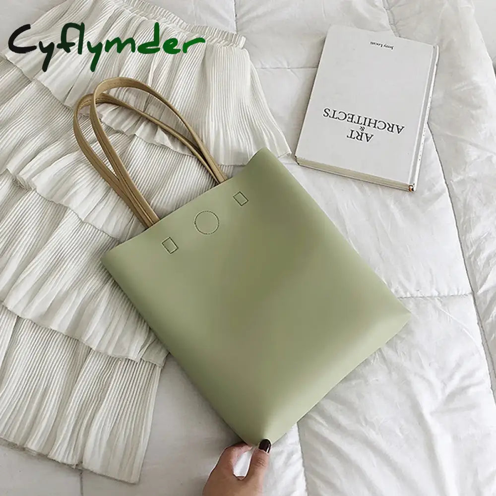 Cyflymder Solid Color Pu Leather Tote Crossbody Bag For Women Large Capacity Fashion Simple