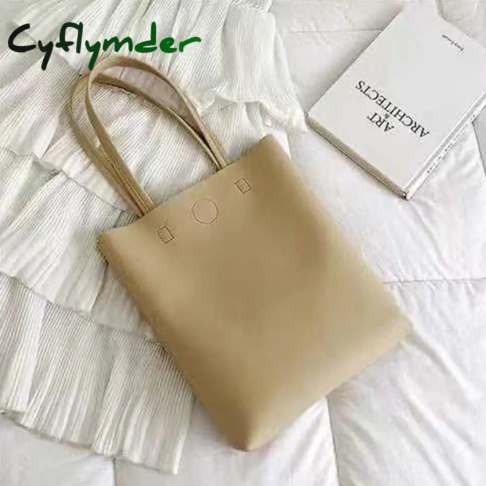 Cyflymder Solid Color Pu Leather Tote Crossbody Bag For Women Large Capacity Fashion Simple