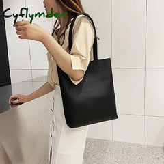 Cyflymder Solid Color Pu Leather Tote Crossbody Bag For Women Large Capacity Fashion Simple