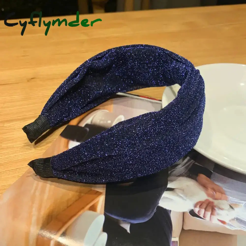 Cyflymder Solid Color Shiny Velvet Cross Headbands Hair Bands For Party Handmade Luxury Flannel