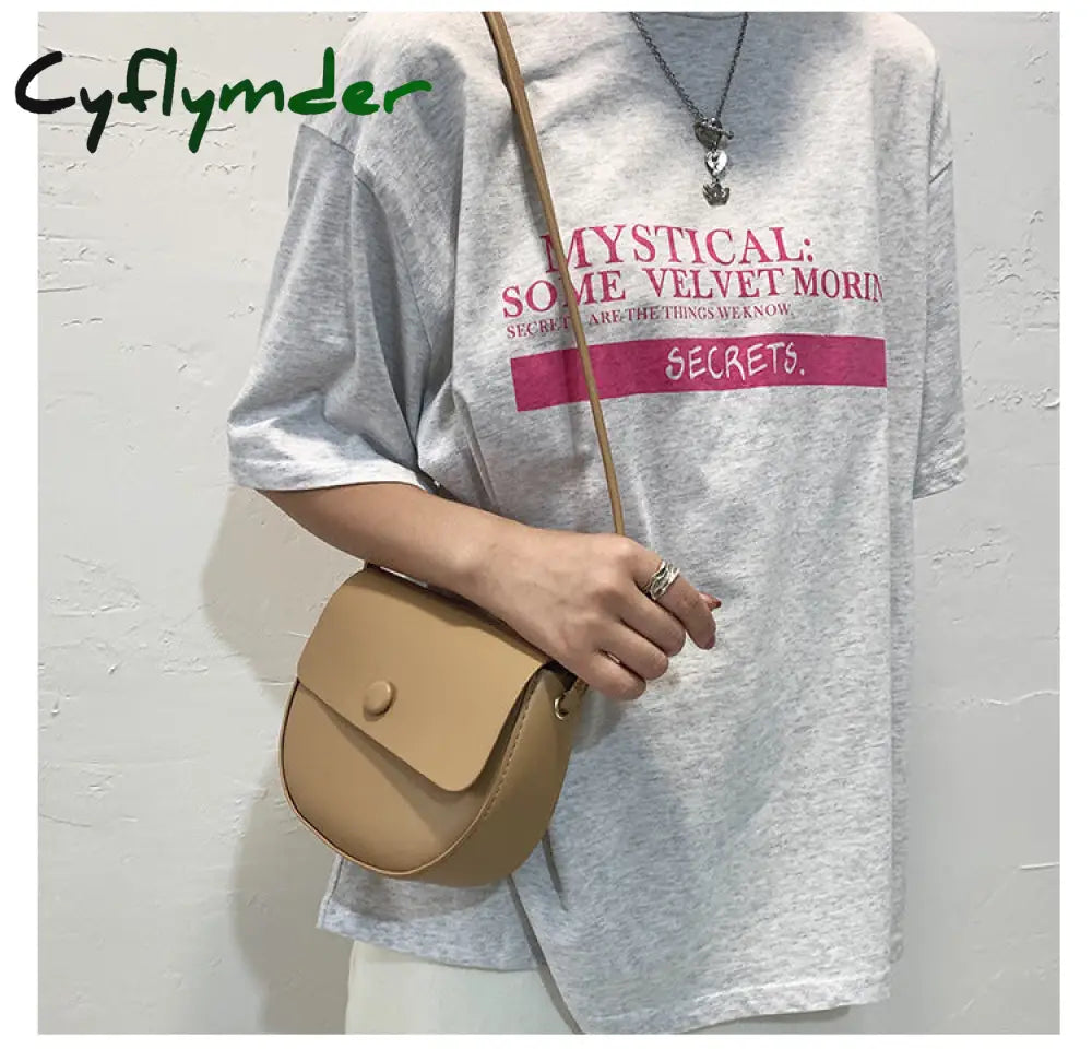 Cyflymder Solid Color Simple Mini Saddle Bag Pu Leather Crossbody Bags For Women Summer Fashion