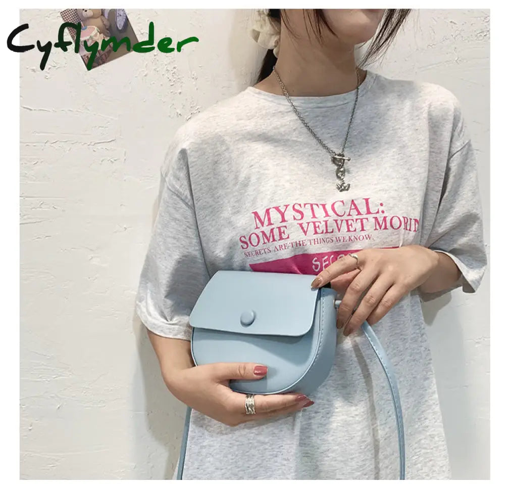 Cyflymder Solid Color Simple Mini Saddle Bag Pu Leather Crossbody Bags For Women Summer Fashion