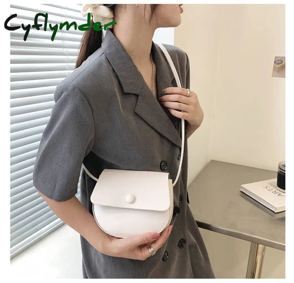 Cyflymder Solid Color Simple Mini Saddle Bag Pu Leather Crossbody Bags For Women Summer Fashion