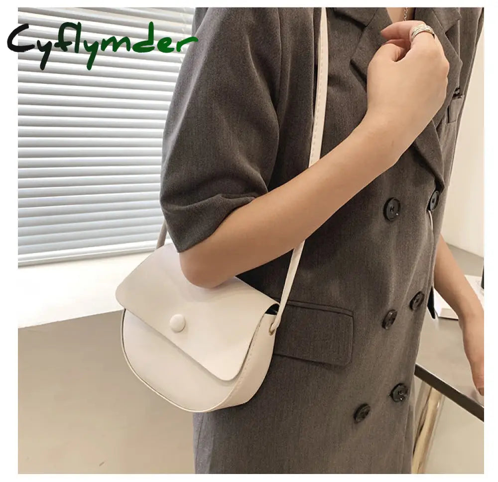 Cyflymder Solid Color Simple Mini Saddle Bag Pu Leather Crossbody Bags For Women Summer Fashion