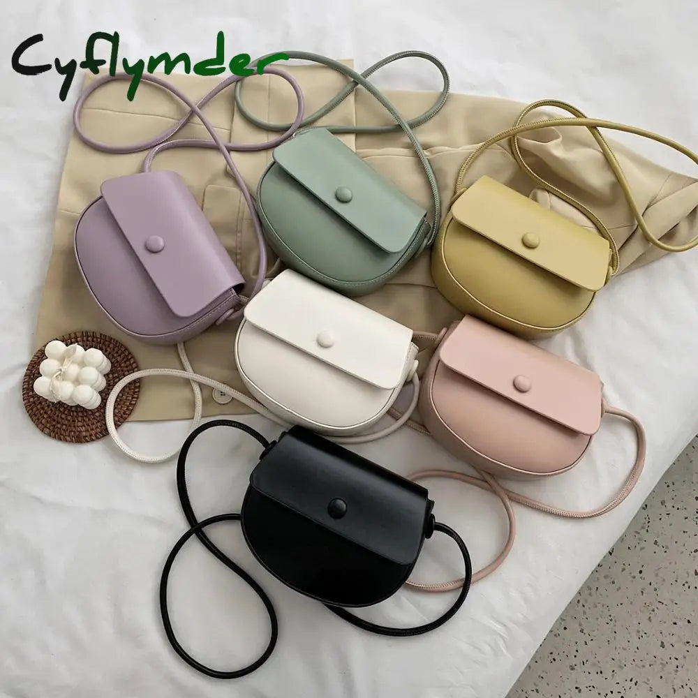 Cyflymder Solid Color Simple Mini Saddle Bag Pu Leather Crossbody Bags For Women Summer Fashion