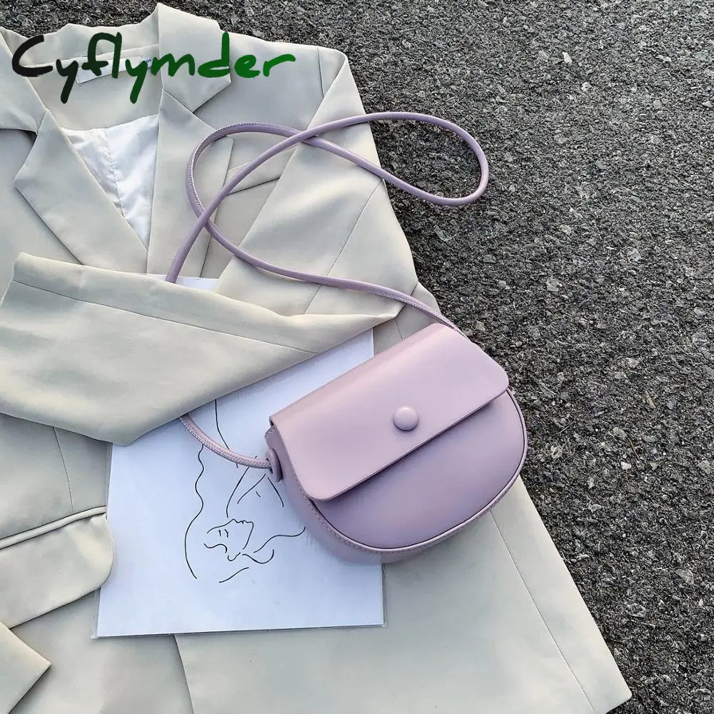 Cyflymder Solid Color Simple Mini Saddle Bag Pu Leather Crossbody Bags For Women Summer Fashion