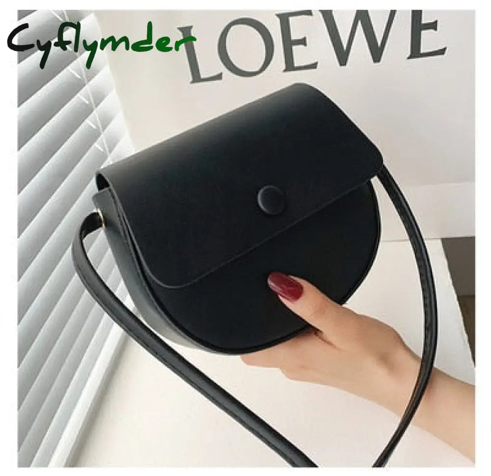 Cyflymder Solid Color Simple Mini Saddle Bag Pu Leather Crossbody Bags For Women Summer Fashion