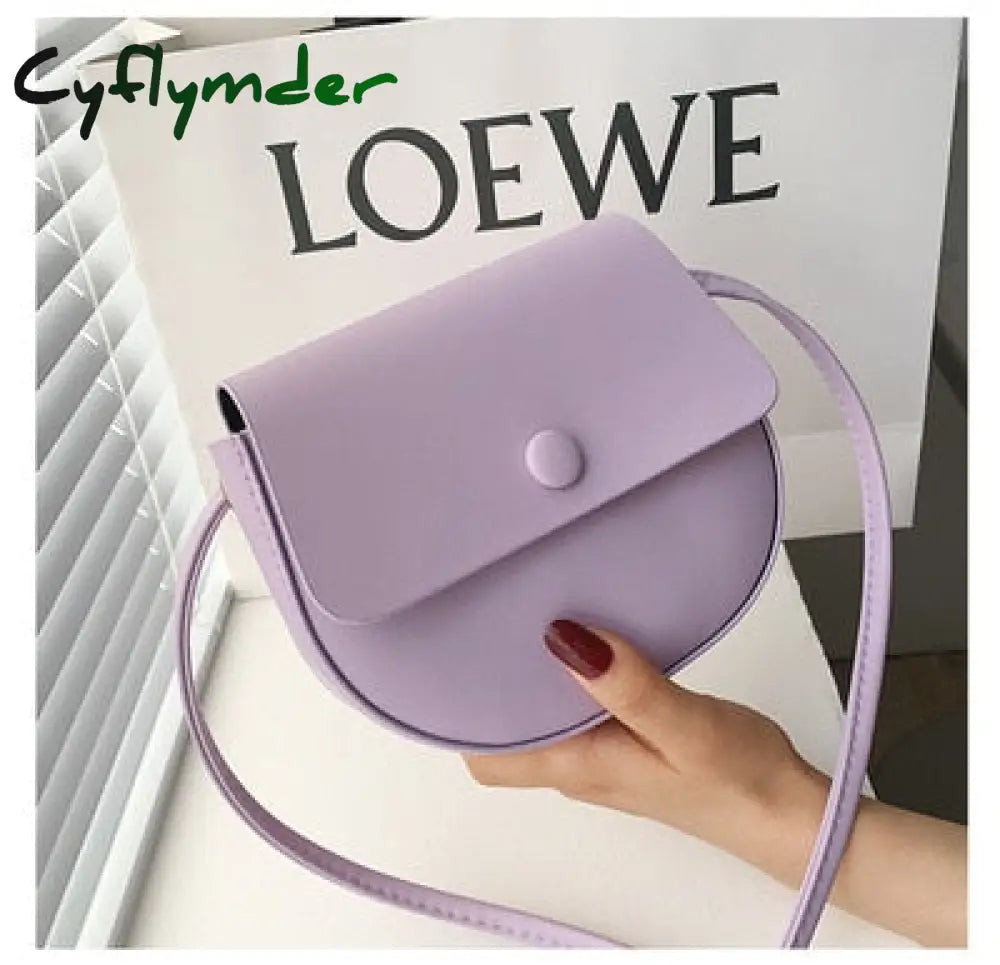 Cyflymder Solid Color Simple Mini Saddle Bag Pu Leather Crossbody Bags For Women Summer Fashion