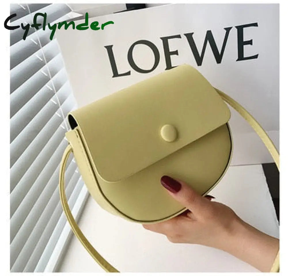 Cyflymder Solid Color Simple Mini Saddle Bag Pu Leather Crossbody Bags For Women Summer Fashion