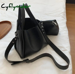 Cyflymder Solid Color Tote Bucket Bag Fashion New High Quality Pu Leather Women’s Designer