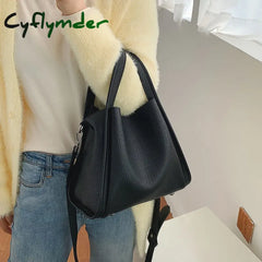 Cyflymder Solid Color Tote Bucket Bag Fashion New High Quality Pu Leather Women’s Designer