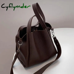 Cyflymder Solid Color Tote Bucket Bag Fashion New High Quality Pu Leather Women’s Designer