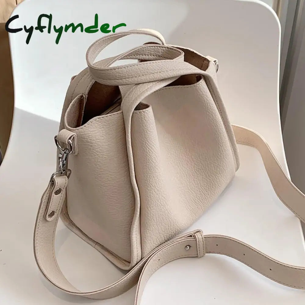 Cyflymder Solid Color Tote Bucket Bag Fashion New High Quality Pu Leather Women’s Designer