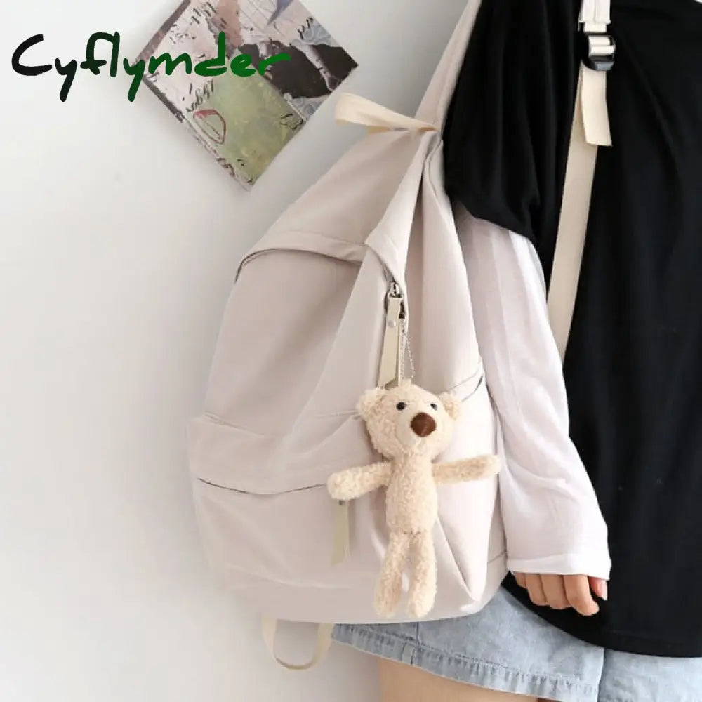 Cyflymder Solid Color Versatile Backpack Female Korean Harajuku Schoolbag Middle School Student