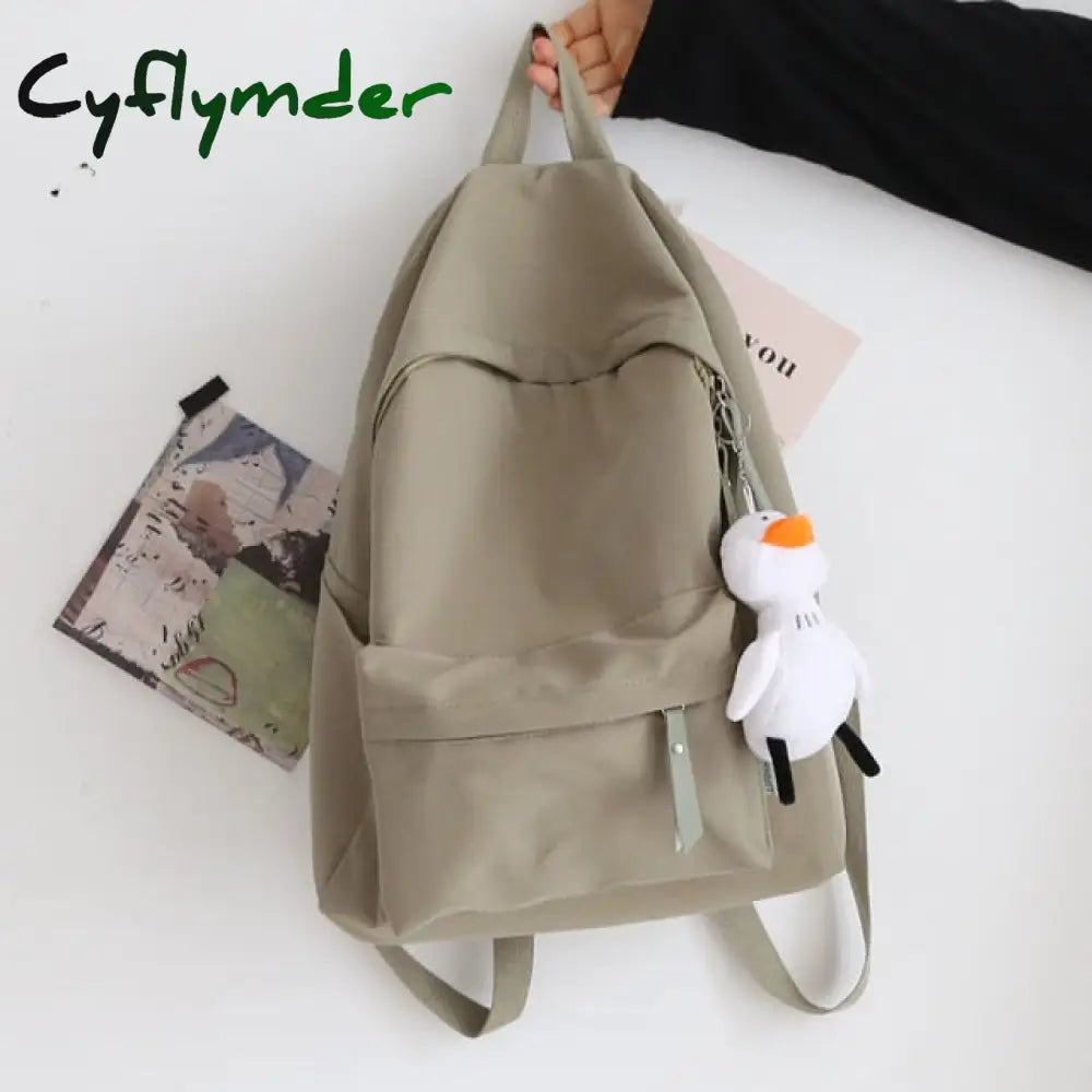 Cyflymder Solid Color Versatile Backpack Female Korean Harajuku Schoolbag Middle School Student Big