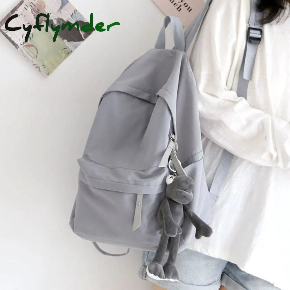 Cyflymder Solid Color Versatile Backpack Female Korean Harajuku Schoolbag Middle School Student