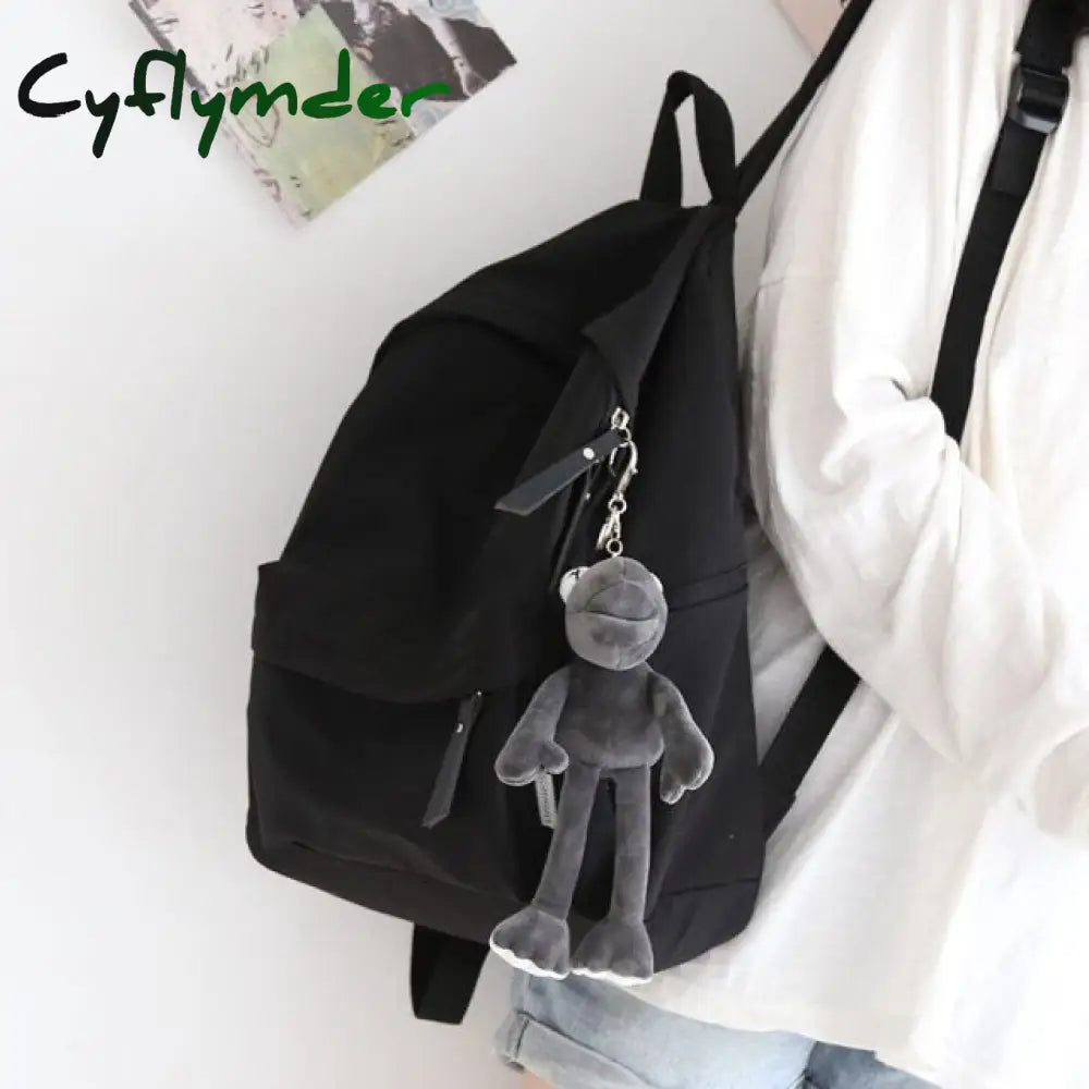 Cyflymder Solid Color Versatile Backpack Female Korean Harajuku Schoolbag Middle School Student