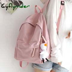 Cyflymder Solid Color Versatile Backpack Female Korean Harajuku Schoolbag Middle School Student