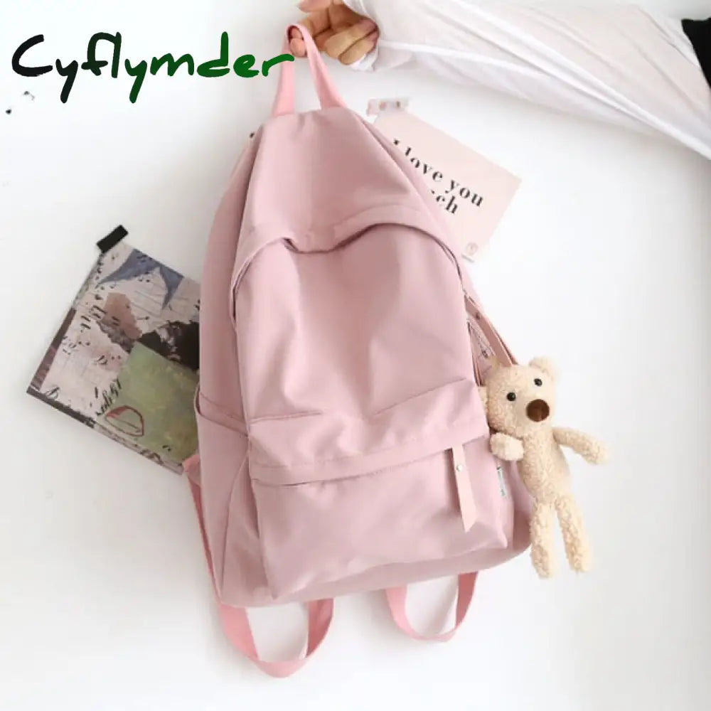 Cyflymder Solid Color Versatile Backpack Female Korean Harajuku Schoolbag Middle School Student