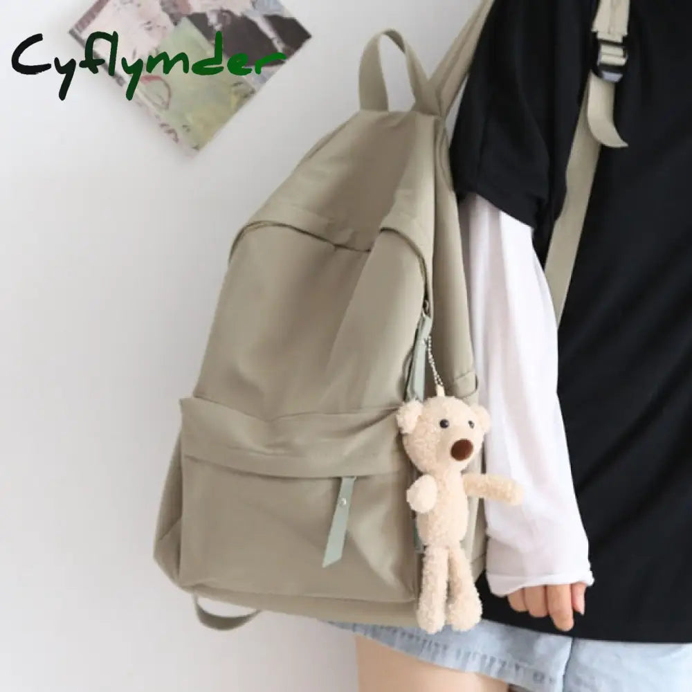 Cyflymder Solid Color Versatile Backpack Female Korean Harajuku Schoolbag Middle School Student