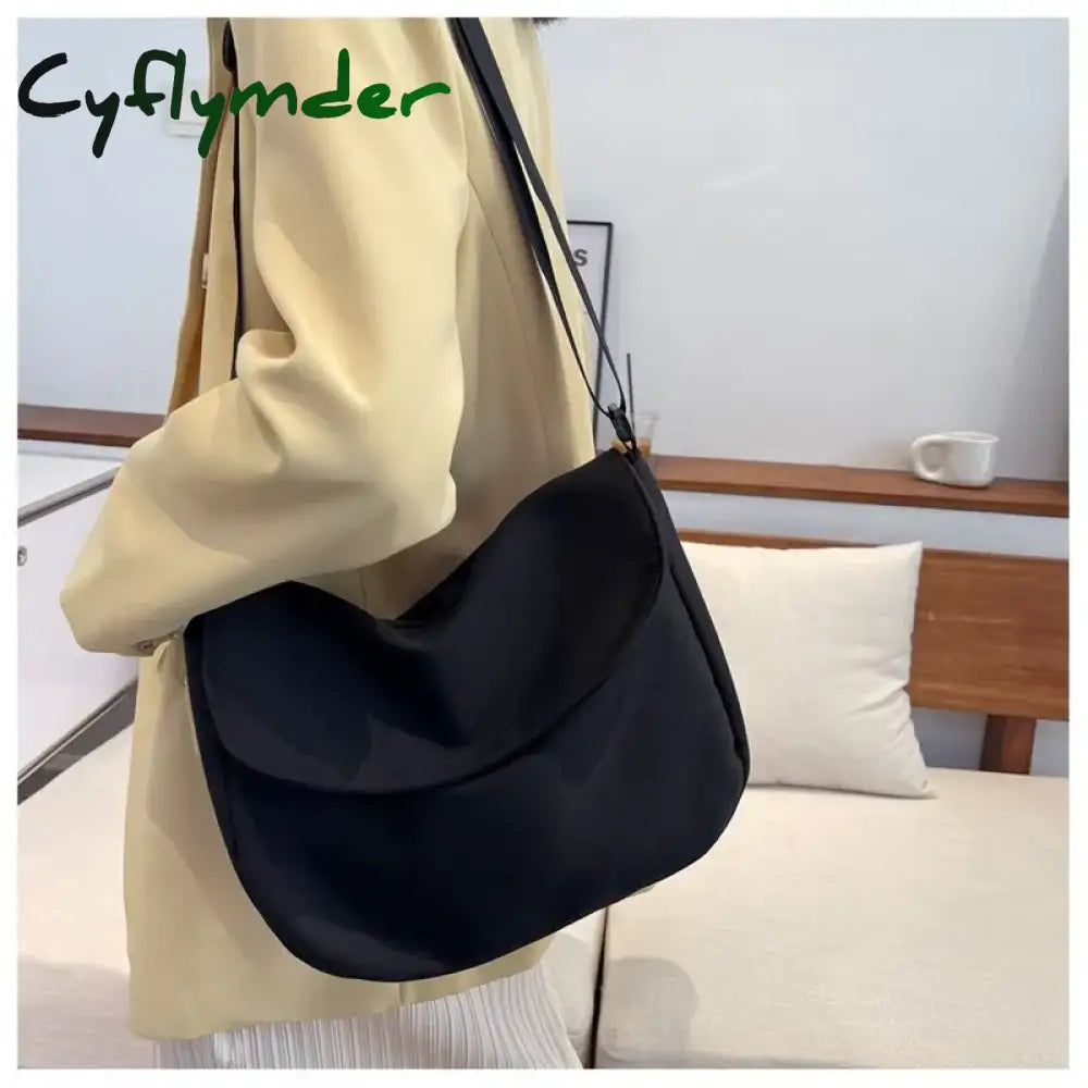 Cyflymder Solid Color Women Crossbody Bag Simple Ladies Shoulder Waterproof Nylon Women’s