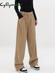 Cyflymder- Solid Corduroy Baggy Wide Leg Pants