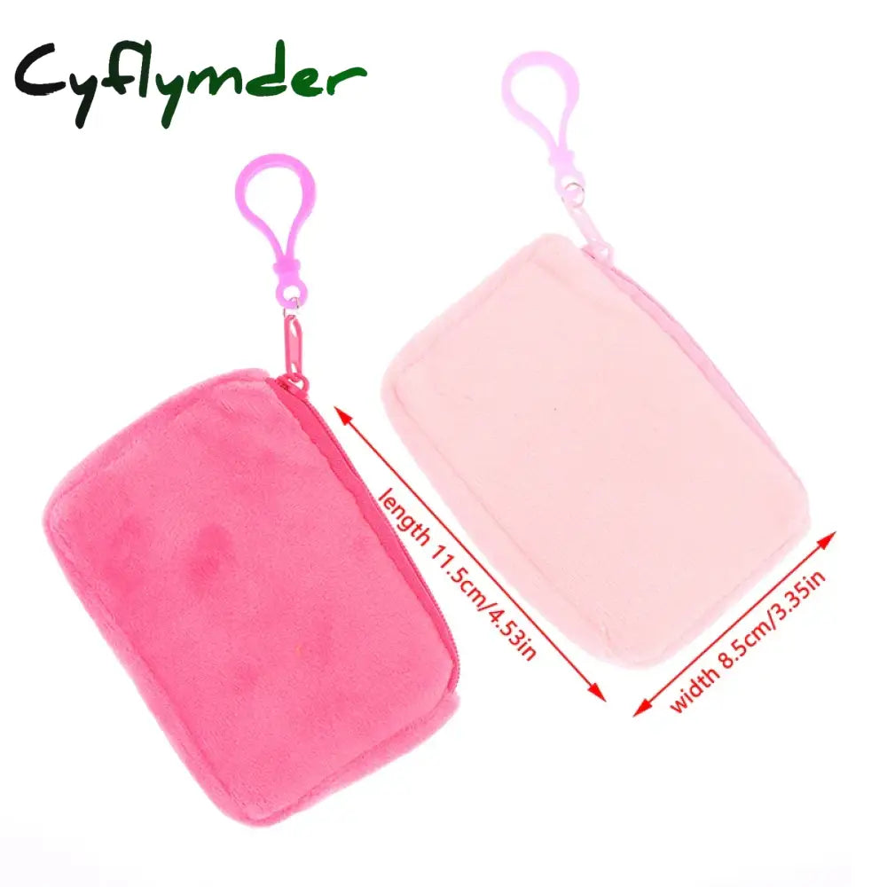 Cyflymder Solid Plush Coin Purse Women’s Cute Wallet ID Card Bag Keychain Minimalist Coin Bag Kawaii Wallets for Women