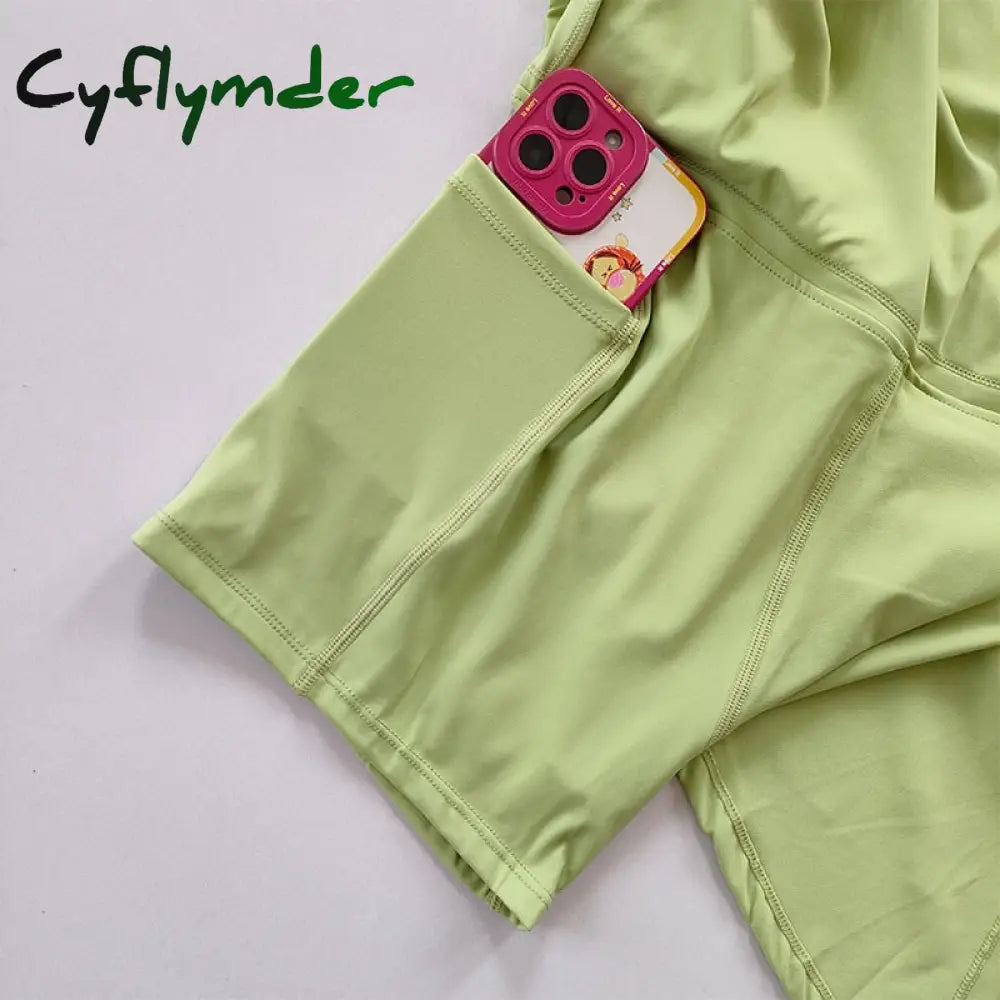 Cyflymder Sports Yoga Skirt Badminton Tennis Pants Half-Body Quick Drying Pocket Side Split Strap