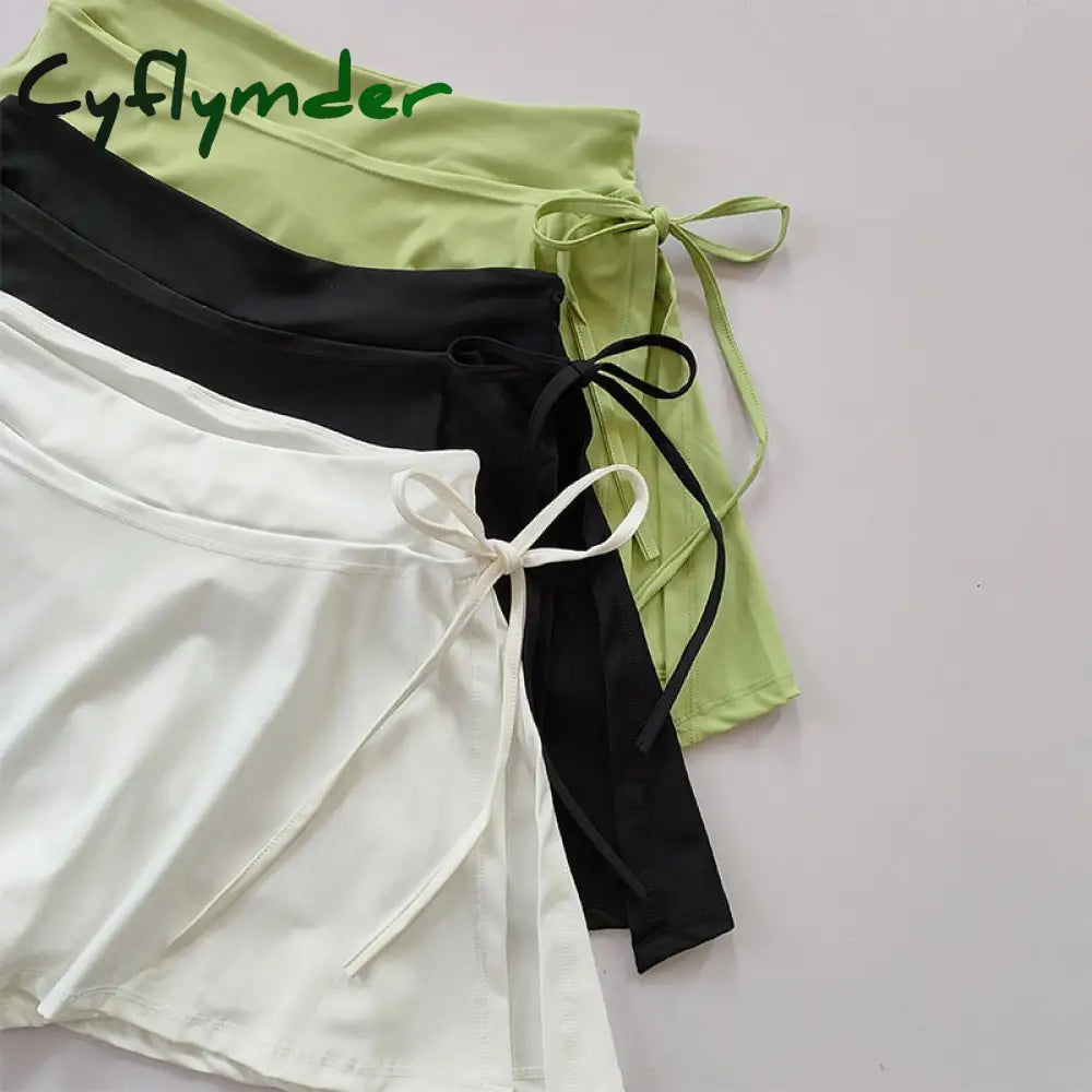 Cyflymder Sports Yoga Skirt Badminton Tennis Pants Half-Body Quick Drying Pocket Side Split Strap