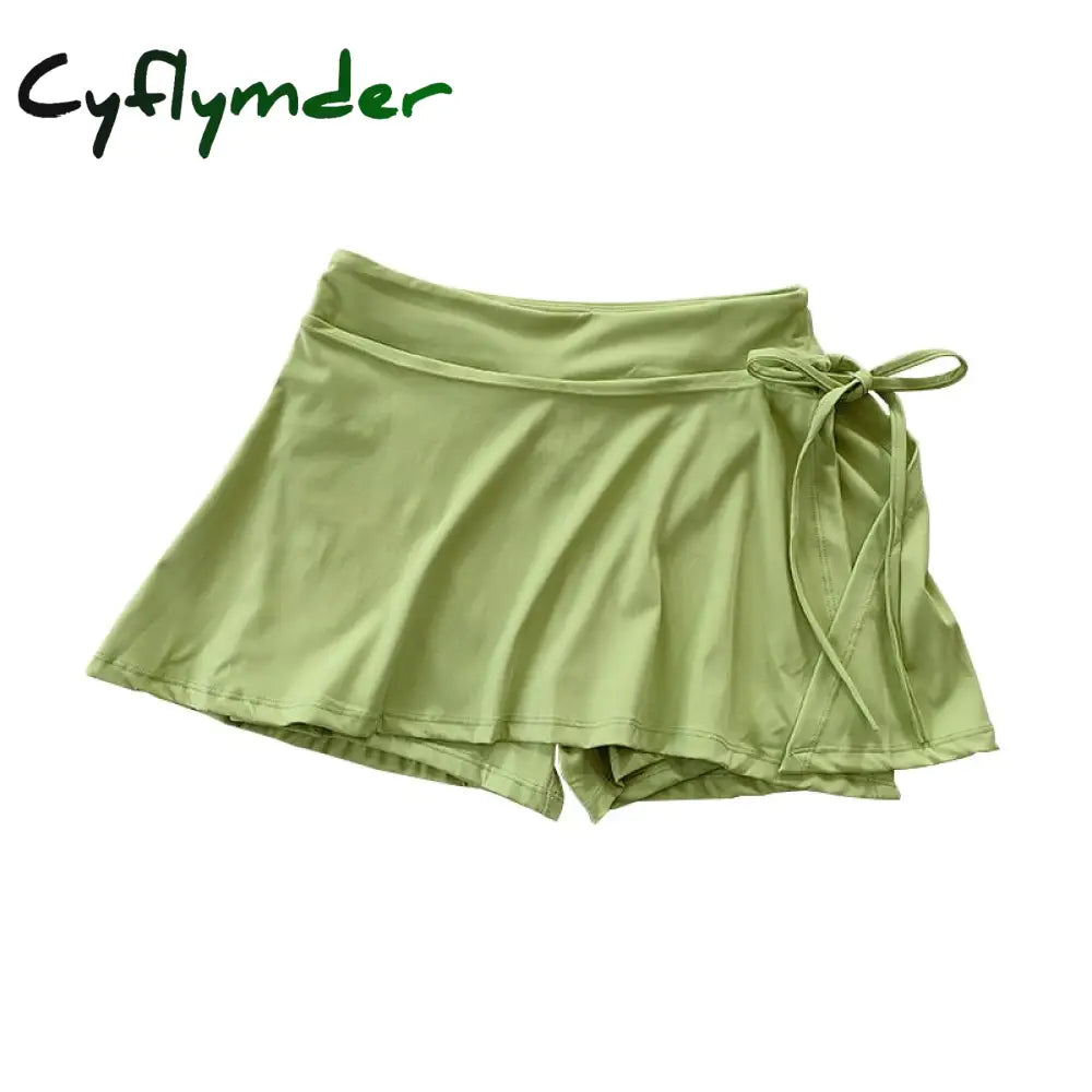 Cyflymder Sports Yoga Skirt Badminton Tennis Pants Half-Body Quick Drying Pocket Side Split Strap