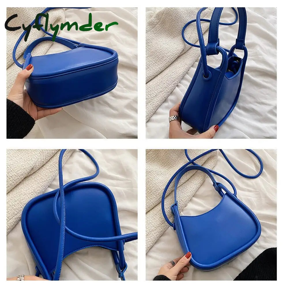 Cyflymder Spring Famous Brand Pu Leather Women’s Designer Underarm Handbag Short Handle Luxury