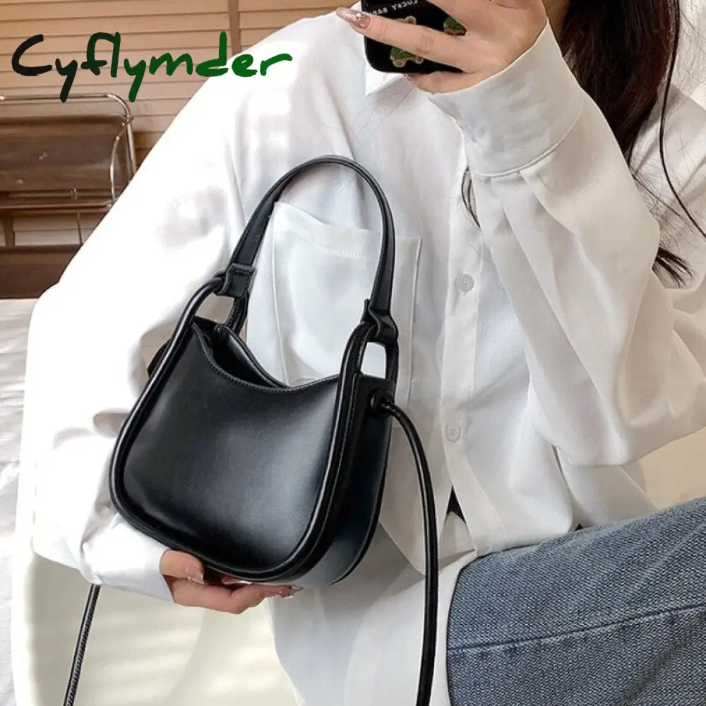 Cyflymder Spring Famous Brand Pu Leather Women’s Designer Underarm Handbag Short Handle Luxury