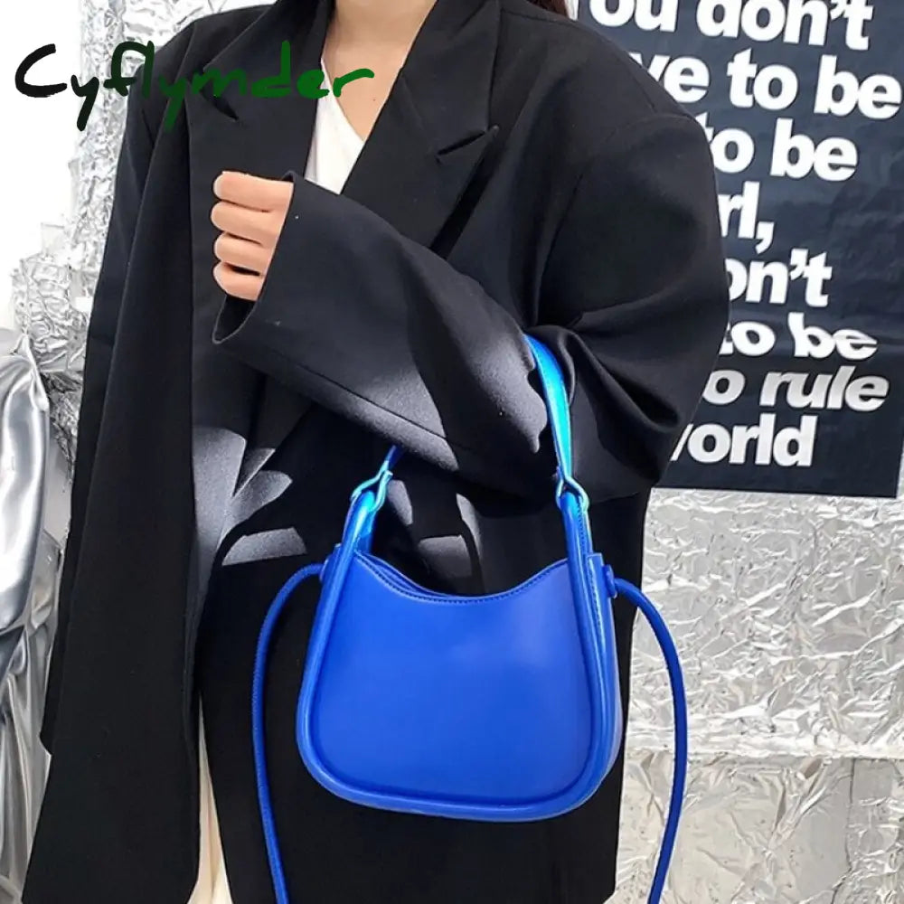 Cyflymder Spring Famous Brand Pu Leather Women’s Designer Underarm Handbag Short Handle Luxury