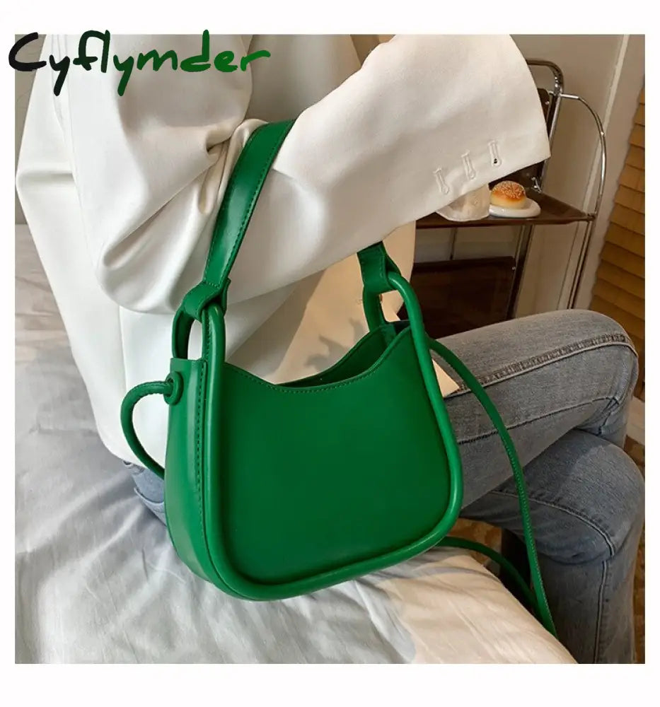 Cyflymder Spring Famous Brand Pu Leather Women’s Designer Underarm Handbag Short Handle Luxury