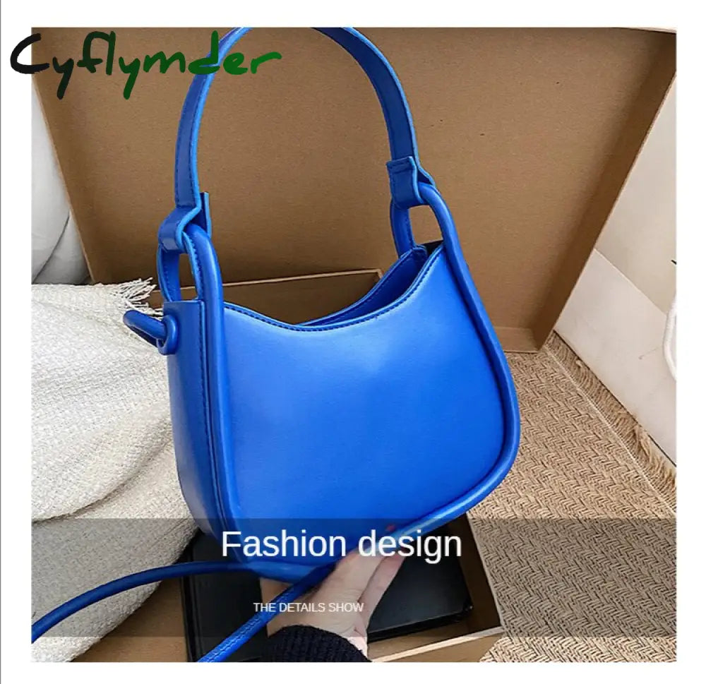 Cyflymder Spring Famous Brand Pu Leather Women’s Designer Underarm Handbag Short Handle Luxury