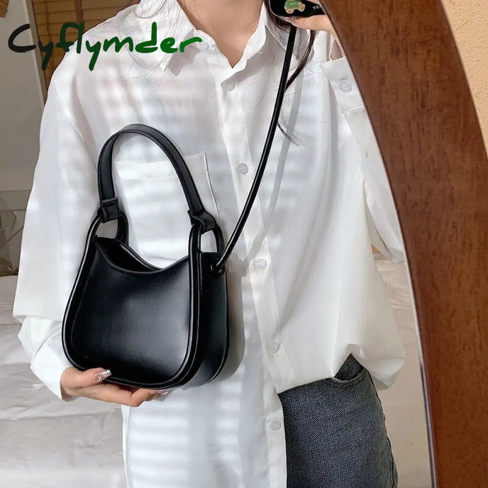 Cyflymder Spring Famous Brand Pu Leather Women’s Designer Underarm Handbag Short Handle Luxury