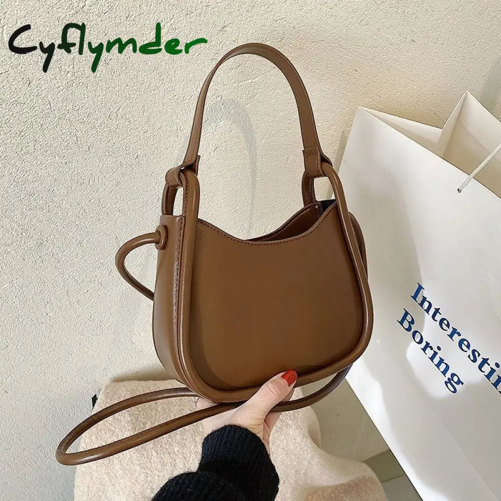 Cyflymder Spring Famous Brand Pu Leather Women’s Designer Underarm Handbag Short Handle Luxury