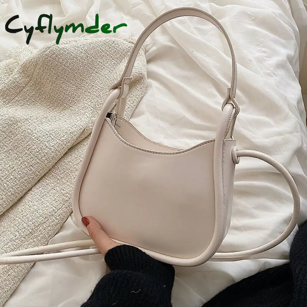 Cyflymder Spring Famous Brand Pu Leather Women’s Designer Underarm Handbag Short Handle Luxury