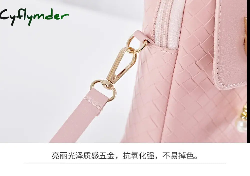 Cyflymder Spring Summer Mini Cross-Body Mobile Phone Shoulder Bag Woven Pearl Tassel Cover-Style