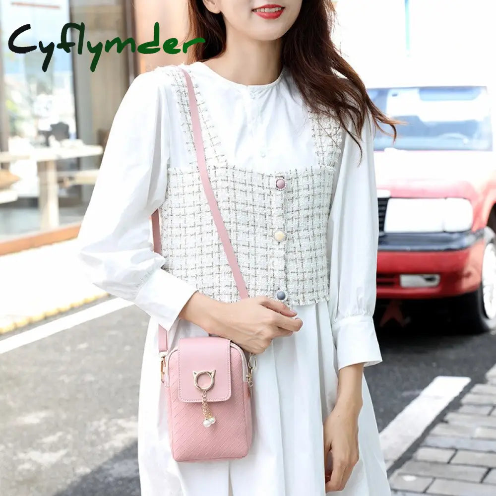 Cyflymder Spring Summer Mini Cross-Body Mobile Phone Shoulder Bag Woven Pearl Tassel Cover-Style