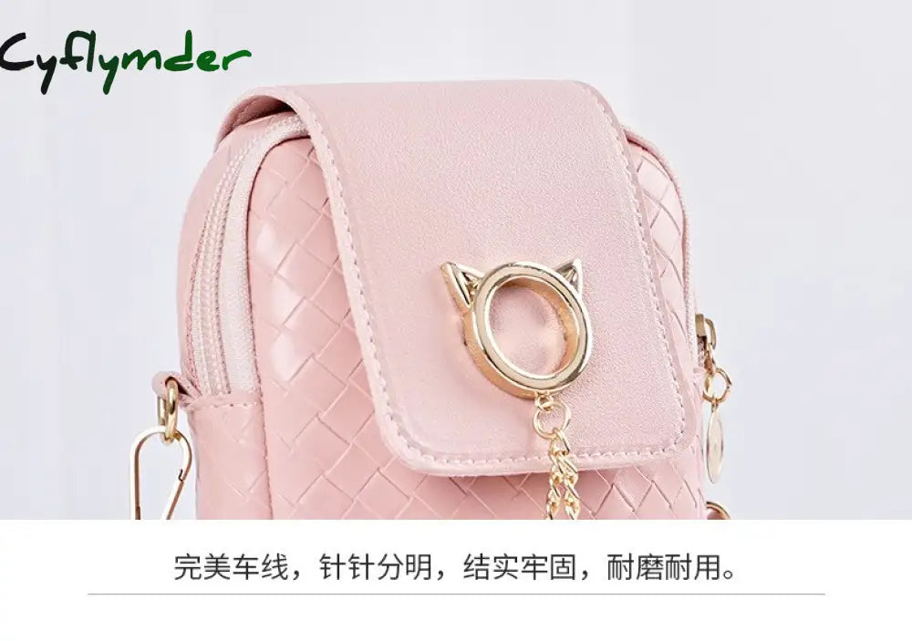 Cyflymder Spring Summer Mini Cross-Body Mobile Phone Shoulder Bag Woven Pearl Tassel Cover-Style