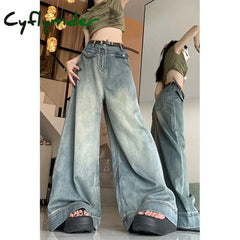 Spring Women Vintage Y2k Baggy Jeans High Waist Oversized American Trouser Denim Wide Leg Streetwear Straight Basic Pants