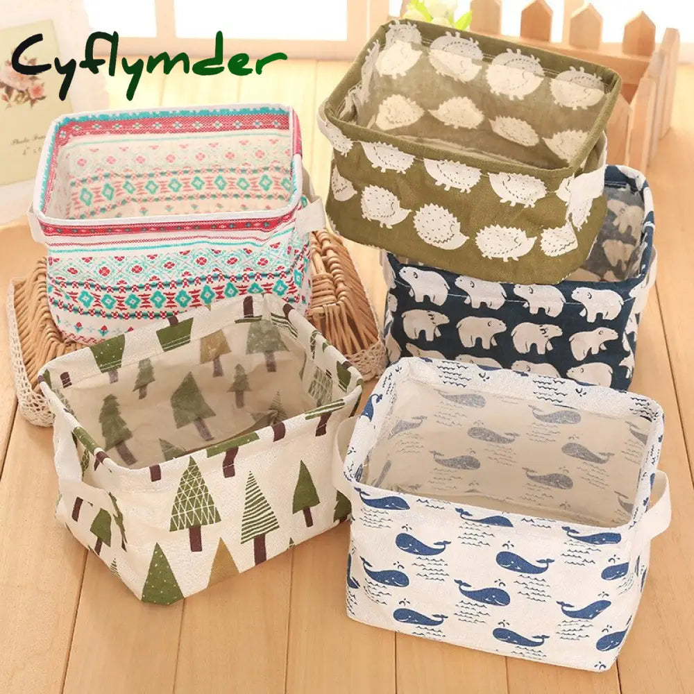 Cyflymder Storage Case Multifunctional Sundries Foldable Fabric Basket Underwear Box Clothes