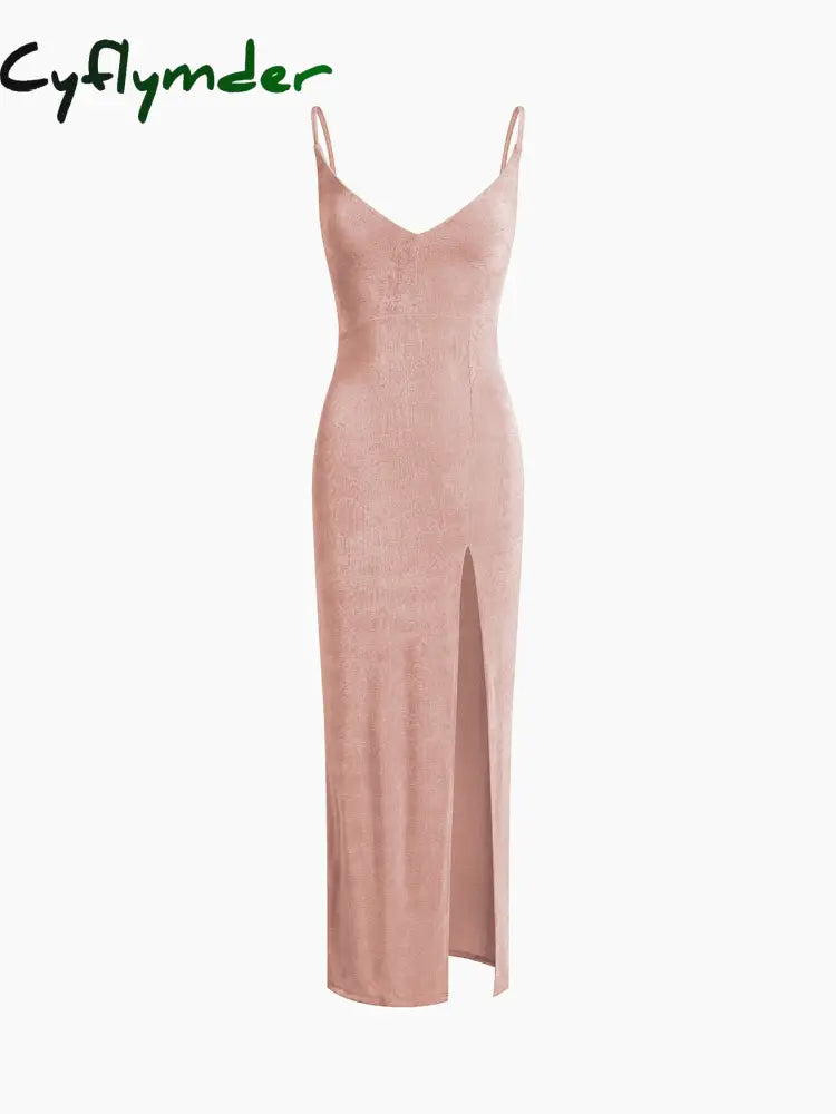 Cyflymder - Strap Slit Midi Dress Pink / Xs Dresses