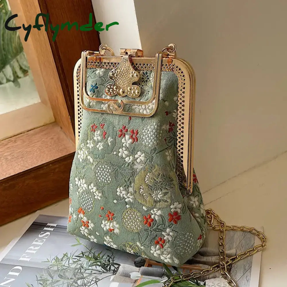Strawberry Women's  Handbags Purses Bags Hand Phone Bag Cotton Canvas Vintage Chain Women Shoulder Crossbody Bag Bags