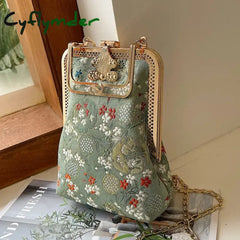 Strawberry Women's  Handbags Purses Bags Hand Phone Bag Cotton Canvas Vintage Chain Women Shoulder Crossbody Bag Bags