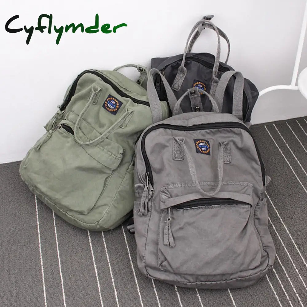 Cyflymder Street Art Literary Canvas Backpack Minimalist Retro Wild Leisure Korean Schoolbag Bag