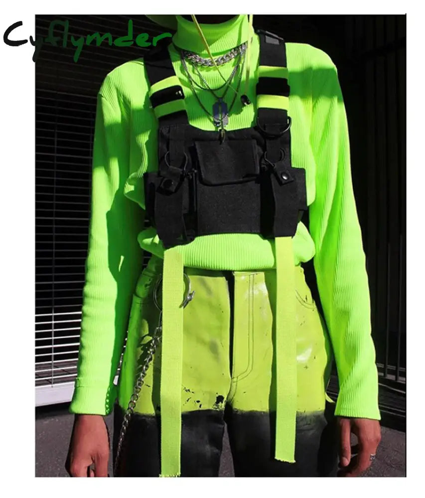 Cyflymder Streetwear Bag Unisex Black Functional Chest Rig Bags Military Adjustable Vest Hip-Hop