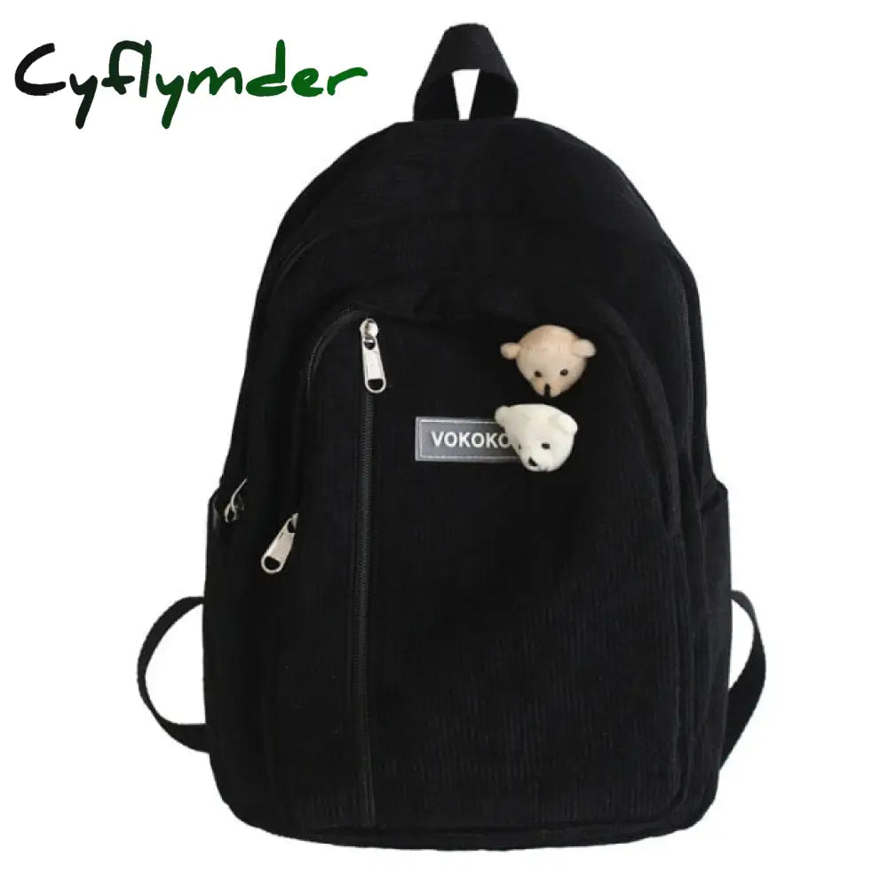 Cyflymder Stripe Corduroy Cute Backpack Schoolbag Teenage Girls Boys Luxury Harajuku Female Fashion