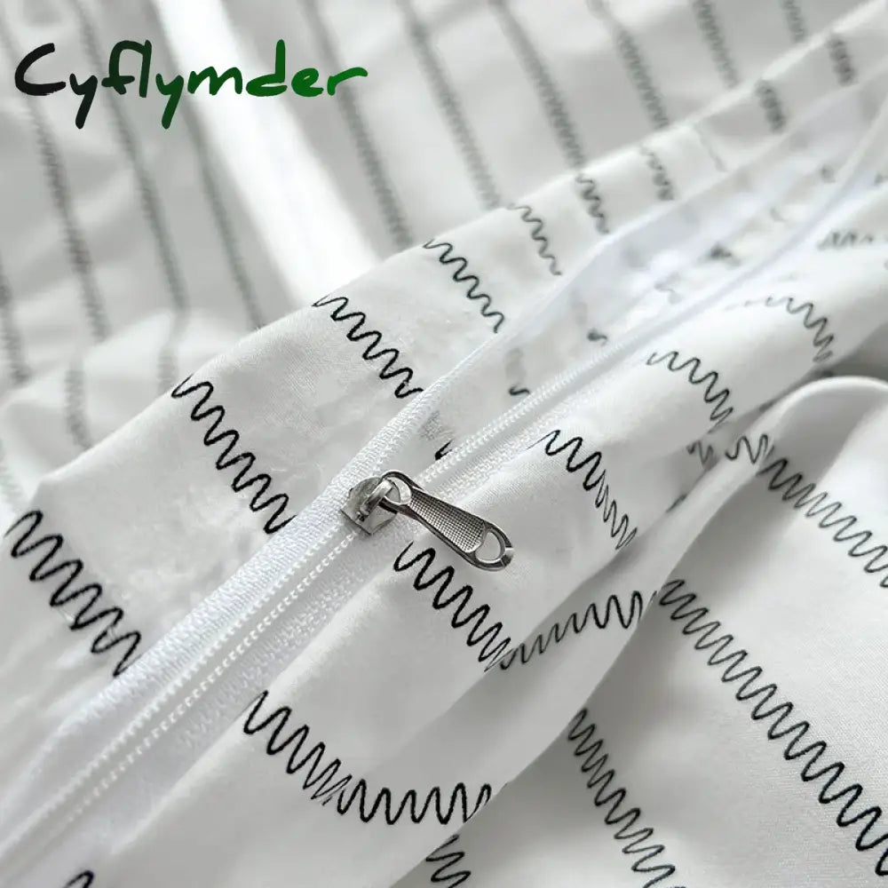 Cyflymder Stripe Duvet Cover 150x200 Simple Style Comforter Covers Queen Size housse de couette Skin-friendly Home Bed